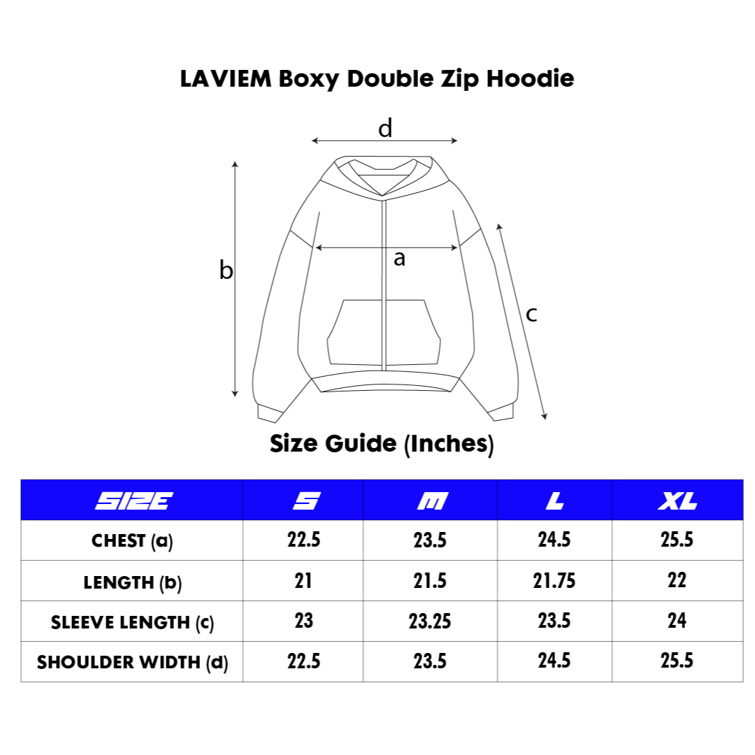 LAVIEM Double Zip Hoodie form Boxy - Boxy Zip Up 350GSM Hoodie - Cropped Hoodie Streetwear Vibe