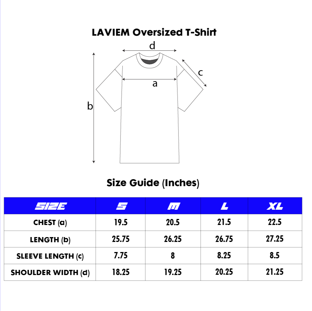 LAVIEM Oversized T-Shirt 100% Cotton Signature Brand name Logo Streetwear Style